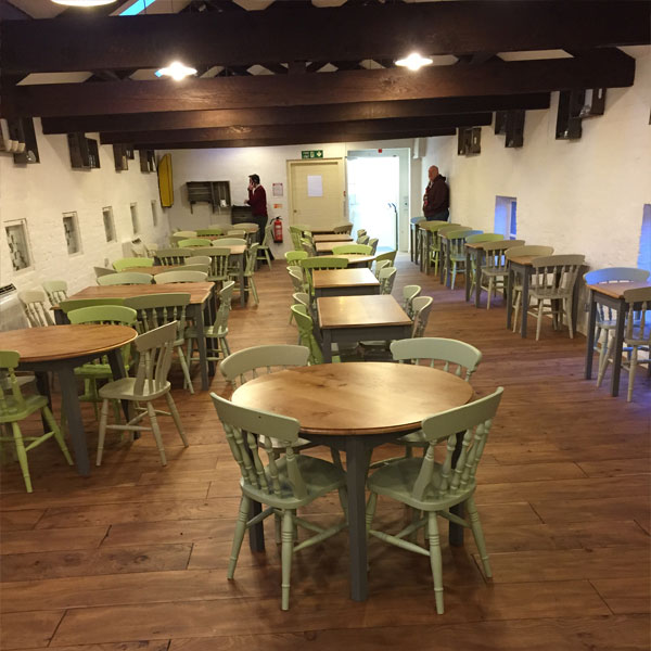 Resprayed table and chairs at Chester café