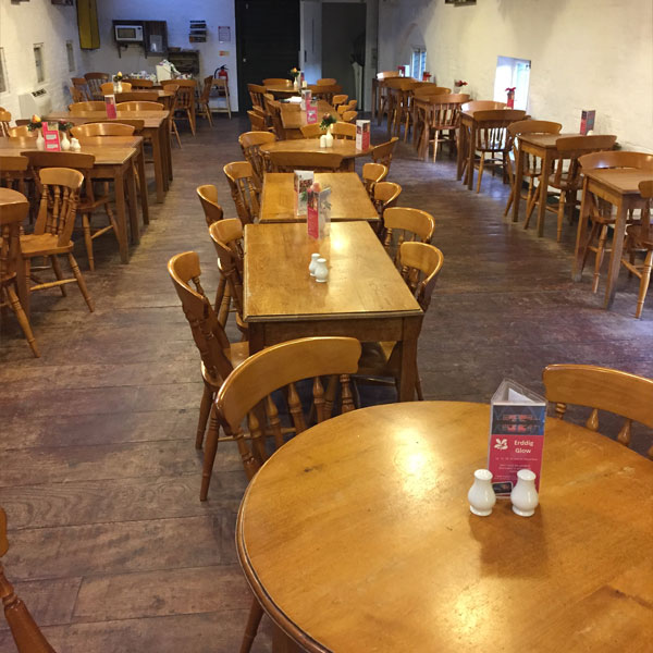 Original tables and chairs at Chester café